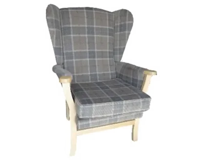 High back fireside chair